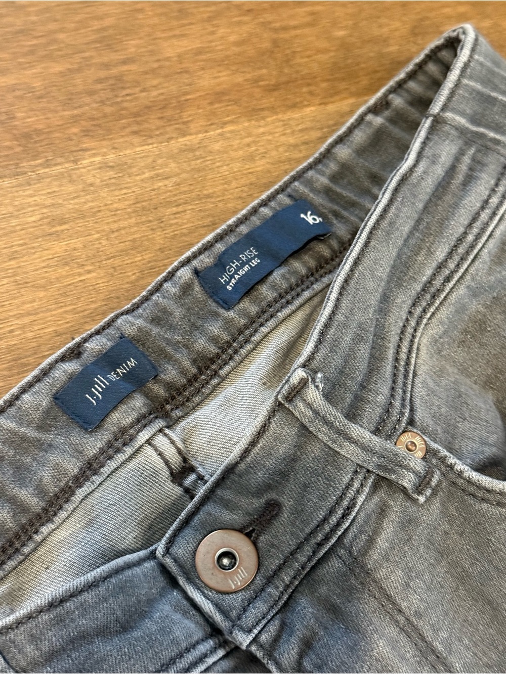 J Jill Jeans 16P High Rise Straight Leg Gray Stretch Denim Quiet Luxury